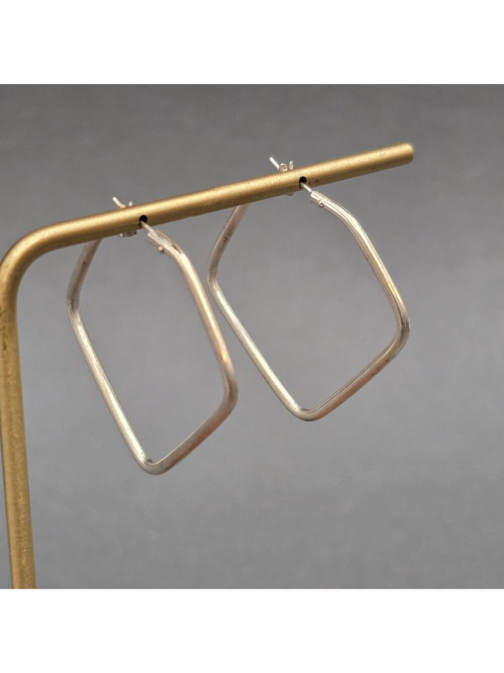 Vintage Sterling Silver Square Hoop Earrings Geometric European 925 Minimalist - Picture 8 of 10